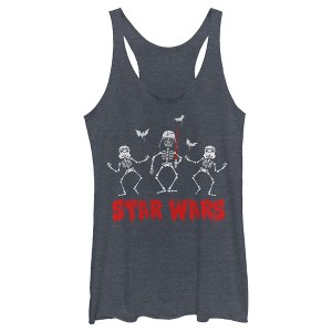 Women's Star Wars Halloween Vader Skeletons Racerback Tank Top - 1 of 4