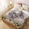 Boersma Flannel Fleece Blanket for Women Men Lightweight Cozy Plush Sugar Skull Throw Blanket for Bedroom Sofa Couch Gothic Decor Gifts 30"x40" - 2 of 4
