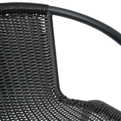 Black Aluminum Frame Indoor-Outdoor Rattan Barstools, Set of 2