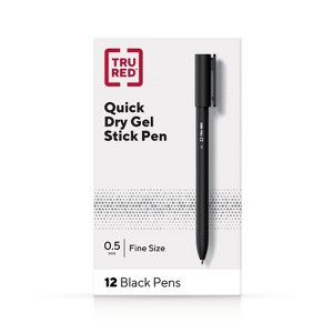 TRU RED Quick Dry Gel Pens Fine Point 0.5mm Blk Dozen TR54471 - 1 of 4