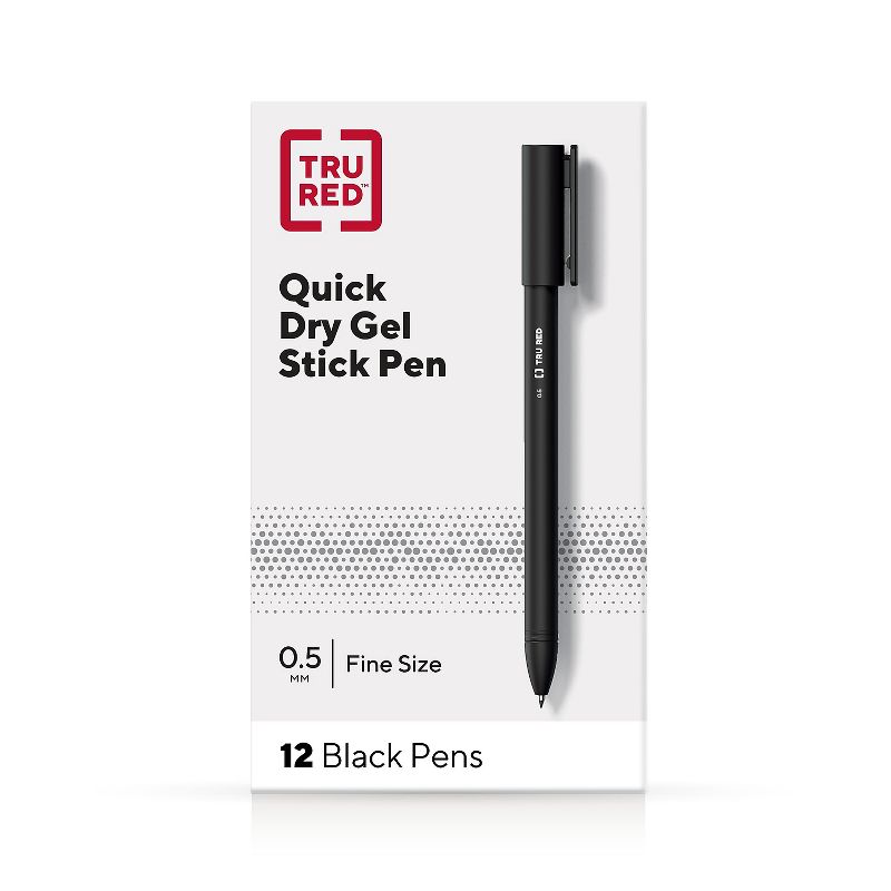 TRU RED Quick Dry Gel Pens Fine Point 0.5mm Blk Dozen TR54471, 1 of 10