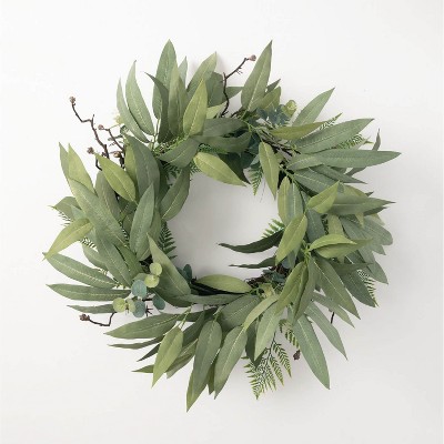Sullivans Artificial Eucalyptus Mix Wreath 34"H Green