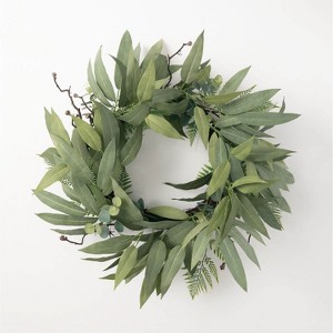 Sullivans Artificial Eucalyptus Mix Wreath 34"H Green - 1 of 4