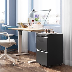 2-Drawer Mobile File Cabinet with Lock,, Space-Saving Document Organizer Fits Letter/A4/Legal Files - 1 of 4