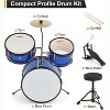 Drum Set 3-Piece for Beginners, Complete Full Size Kit with Bass, Toms, Snare, Stands - 2 of 4