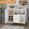 Modern White Storage Cabinet - 2 Drawer & 2 Door Sideboard for Kitchen & Living Room - 4 of 4