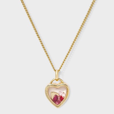 14K Gold Dipped Cubic Zirconia Heart Shaker Pendant Necklace - A New Day™ Gold