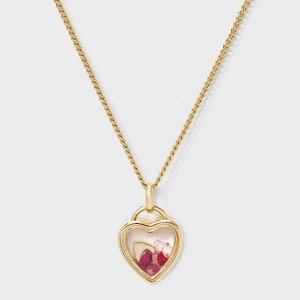 14K Gold Dipped Cubic Zirconia Heart Shaker Pendant Necklace - A New Day™ Gold - 1 of 4