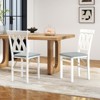 Tangkula Folding Wooden Dining Chair Set of 2 Faux Leather Upholstered Kitchen Armless Chairs w/ Padded Seat - 3 of 4