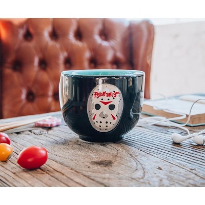 Jason Voorhees 20-Ounce Jet-Black Ramen Bowl with Chopsticks