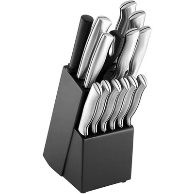 Attop 15-Piece High-Carbon Stainless Steel Knife Block Set - Professional Kitchen Knives with Ergonomic Handles & Wood Block