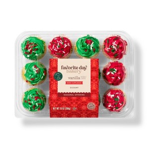 Christmas Vanilla Mini Cupcakes - 10oz/12ct - Favorite Day™ - 1 of 3