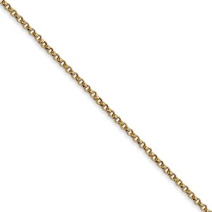 Black Bow Jewelry 1.55mm 14k Yellow Gold Solid Rolo Pendant Chain - 1 of 4