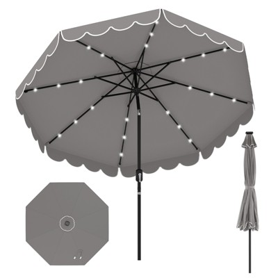 Tangkula 10 FT Solar Patio Umbrella Outdoor Market Sunshade w/ 24 LED Lights