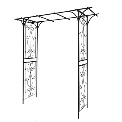 Metal Garden Arch L80.3'' x W20.47'' x H81.1'' Climbing Plants Support Rose Arch Outdoor Black