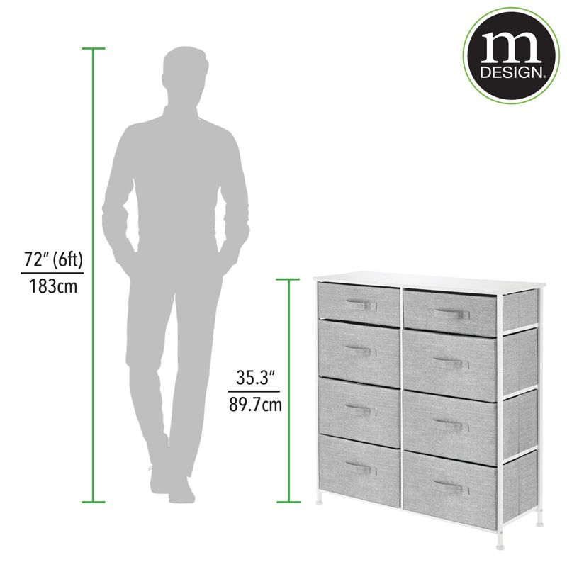 mDesign Tall Storage Dresser Furniture with 8 Slim Fabric Drawers, 5 of 10