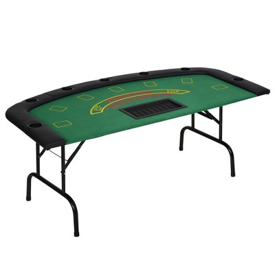 Soozier 72" Green Felt Foldable Blackjack Poker Table for 7 Players