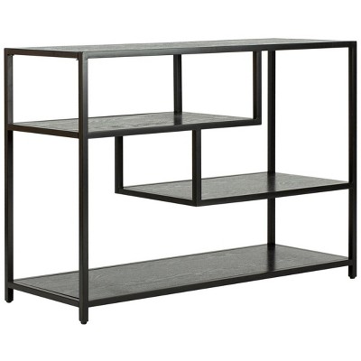 Reese Black Geometric Wood and Metal Console Table