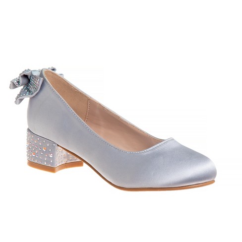 Ladies low shop heel silver shoes