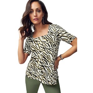 Jessica London Stretch Cotton Square Neck Tee - 1 of 4