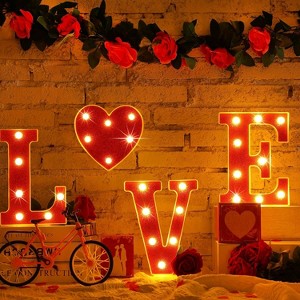 4 Pcs Love Light up Letters Valentine Love Light up Sign Alphabet LED ...