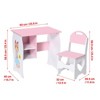 Angel Sar Kids Desk and Chair Set, Wooden Study Table with Storage Shelf, White and Pink Cat Pattern Design, Study Furniture for Children's Bedroom - 4 of 4
