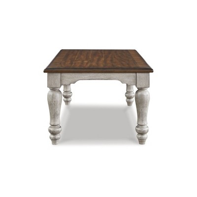 Antique Gray and Walnut Rectangular Coffee Table with Storage