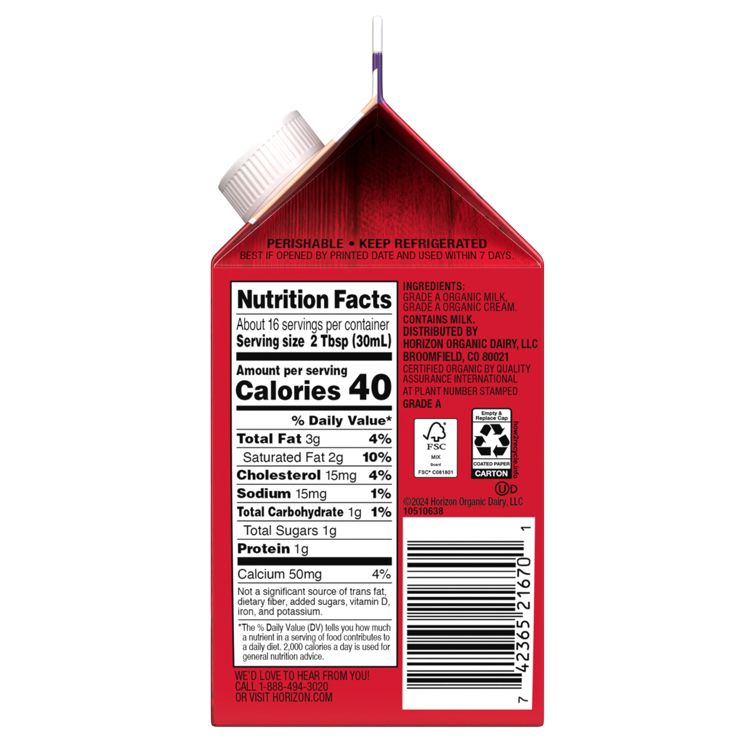 Horizon Organic Half & Half, 6 of 8