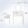 Angel Sar White Vanity Set with Vanity Stool & Carved Patterns, Makeup Vanity Desk with Rotatable Mirror - 2 of 4
