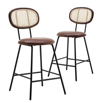 GlasFlength Dining Sets, Mid-Century Modern Bar Stool Set of 4 for Kitchen, Bar, Counyer, Brown, 16.1"*16.1"*36.8"