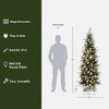 LuxenHome 6.5Ft Pre-Lit Pencil Artificial Christmas Tree with Frosted Tips and Red Berries Green - 4 of 4