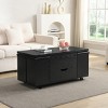 39'' MDF Wood Lift‑Top Coffee Table with Hidden Storage for Living Room,Multi-Functional Coffee Table with 4 Stools for Small Space-Coolbibila - 3 of 4