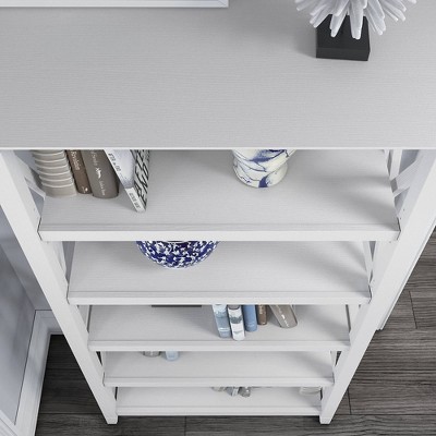 Pure White Oak 5-Shelf Adjustable Bookcase with X-Sides