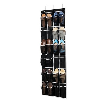 OSTO Over-The-Door Shoe Organizer for 12 Pairs of Shoes; 24 Breathable Mesh Pockets, 3 Metal Hooks, Nonwoven Fabric