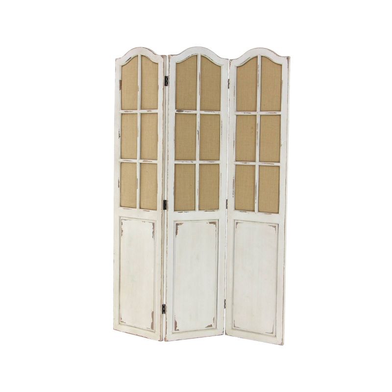 Farmhouse Wood Room Divider Screen Beige - Olivia &#38; May, 6 of 10