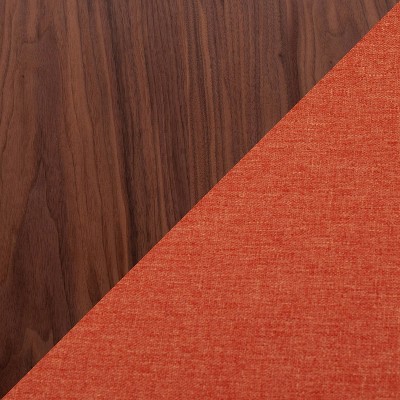 Mid-Century Modern 42" Folia Walnut & Orange Upholstered Bench