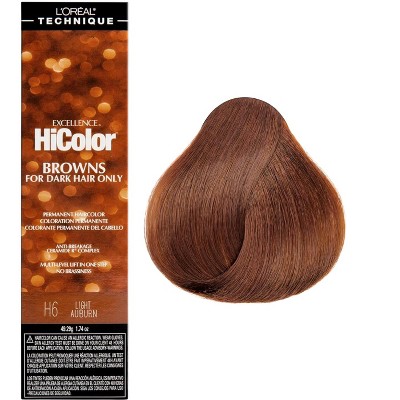 L'oreal Tecnique HiColor Browns for Dark Hair Only (#H6 LIGHT AUBURN) Loreal HighColor Permanent Dye High Color