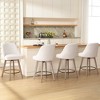 Bekrvio 26'' Counter Height Swivel Bar Stools Set of 4 —Backs and Wood Legs,Linen Fabric/PU Leather Upholstered Barstools for Kitchen Island - 4 of 4