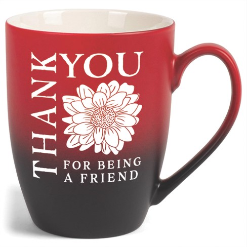 Elanze Designs Thank You For Being A Friend Two Toned Ombre Matte Red and Black 12 ounce Ceramic Stoneware Coffee Cup Mug - image 1 of 4