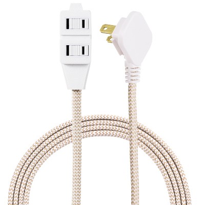Basic Extension Cord Tan White, Extension Cord Under Rug