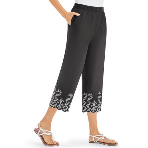 Embroidered capris store