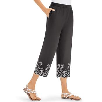 Collections Etc Embroidered Scallop Hem Capris