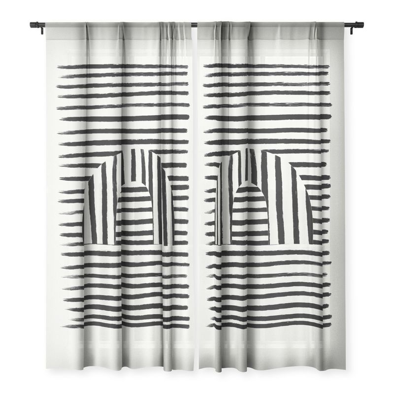 BohomadicStudio Minimal Series Black Striped Arch Single Panel Sheer Window Curtain - Society 6, 3 of 7