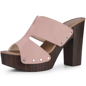 Perphy Women's Platform Slip-on Block High Heels Slides Mule Sandals - 1 of 4