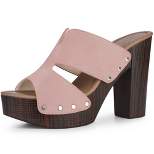 Perphy Platform Slip on Block High Heels Slides Sandals for Women