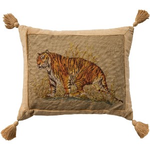 Mina Victory Vintage Tiger 19" x 23" Beige Indoor Throw Pillow - 1 of 4