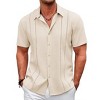 COOFANDY Men's Cuban Guayabera Shirt Casual Short Sleeve Button Down Shirts Summer Beach Shirts - 3 of 4