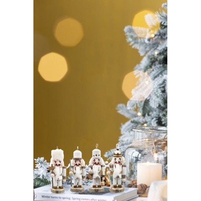 Yukimo Set of 2 Christmas Gnomes Decorations, Rustic Santa Design Table Top Home Ornaments with Fur Details, Beige