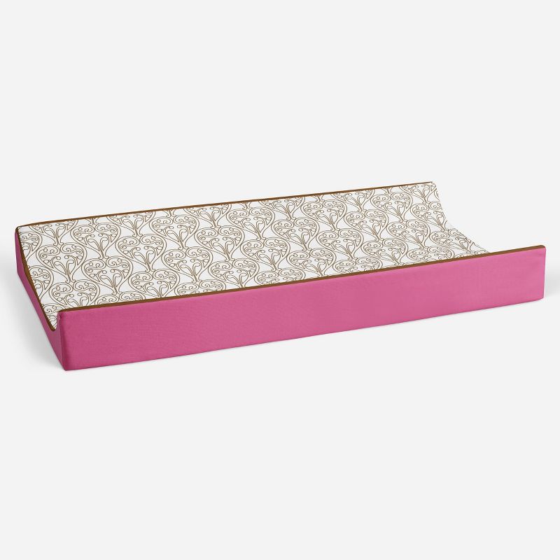 Bacati - Damask Pink/Choco Changing Pad Cover, 3 of 10