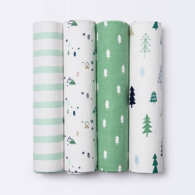 Flannel Baby Blankets Trees - Cloud Island™ Green 4pk